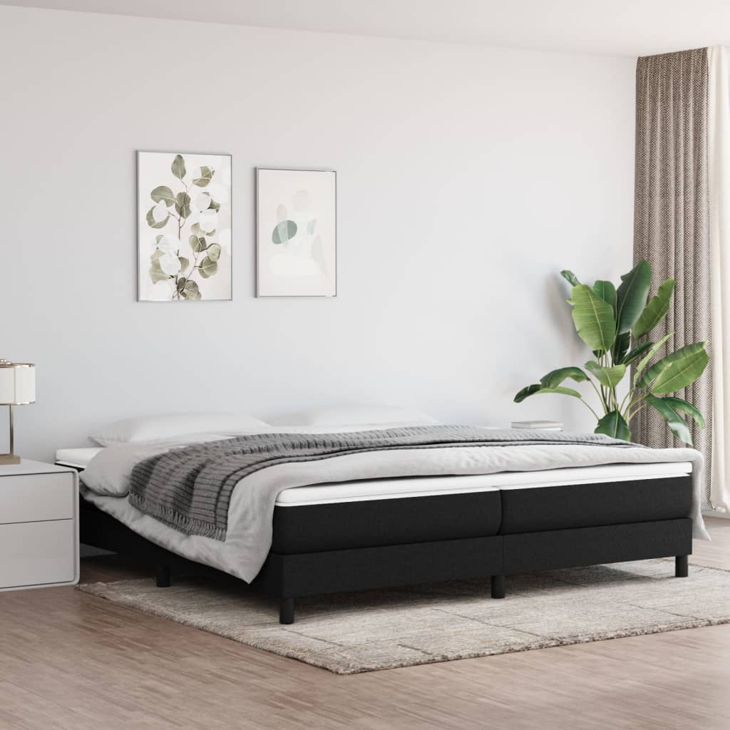 Cadre de lit sans matelas tissu noir 200x200 cm