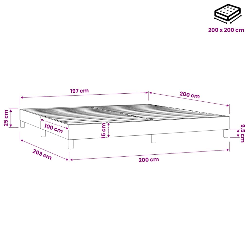 Boxspringbettgestell Dunkelbraun 200x200 cm Stoff
