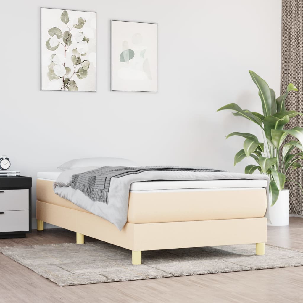 Boxspringbettgestell Creme 90x190 cm Stoff