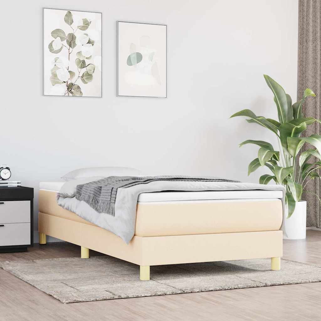 Boxspringbettgestell Creme 90x190 cm Stoff