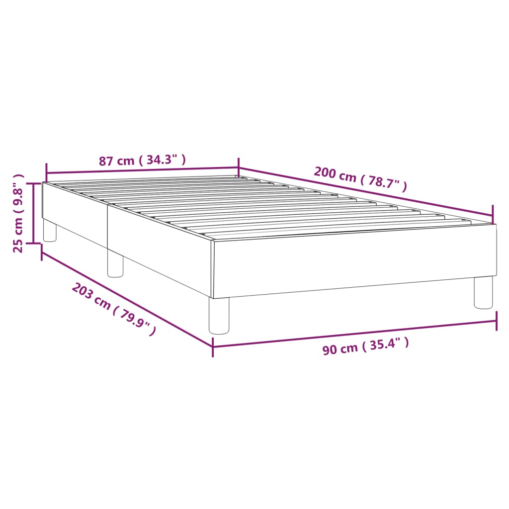 Boxspringbettgestell Creme 90x200 cm Stoff