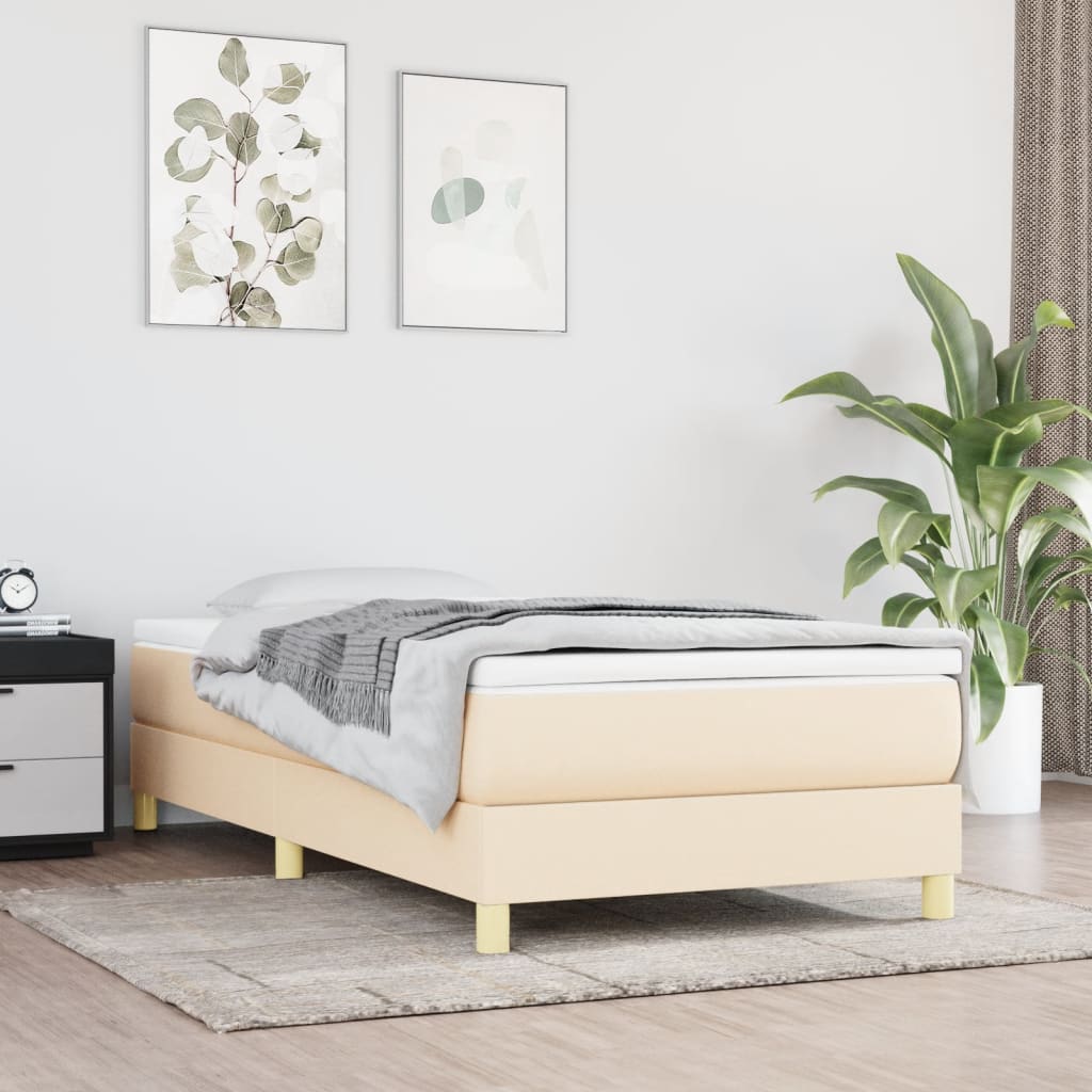 Boxspringbettgestell Creme 90x200 cm Stoff