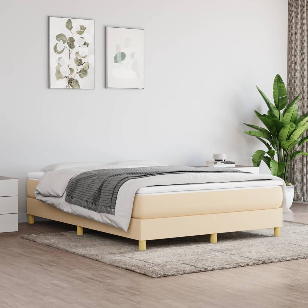Boxspringbettgestell Creme 140x200 cm Stoff