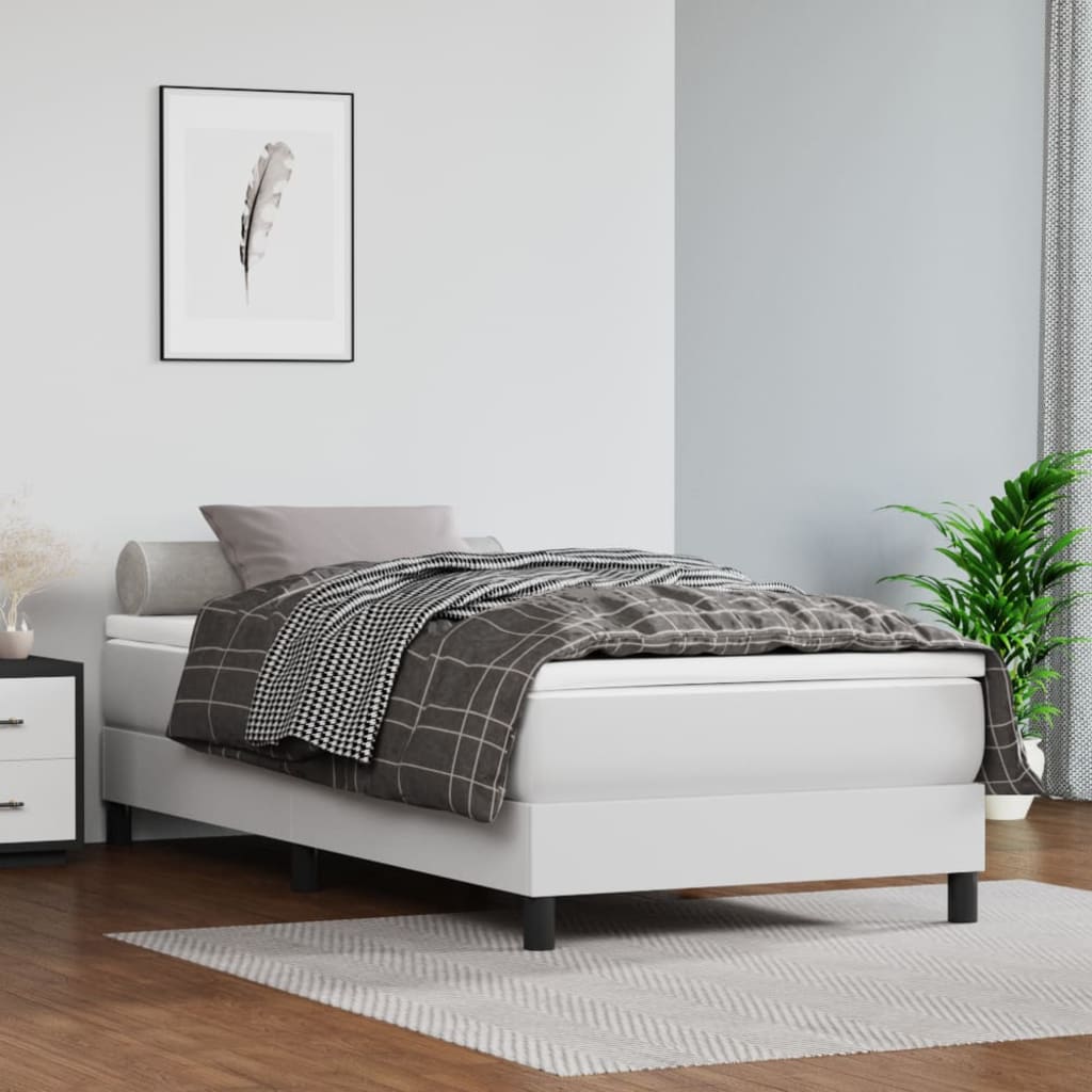 Boxspringbettgestell Weiß 90x190 cm Kunstleder
