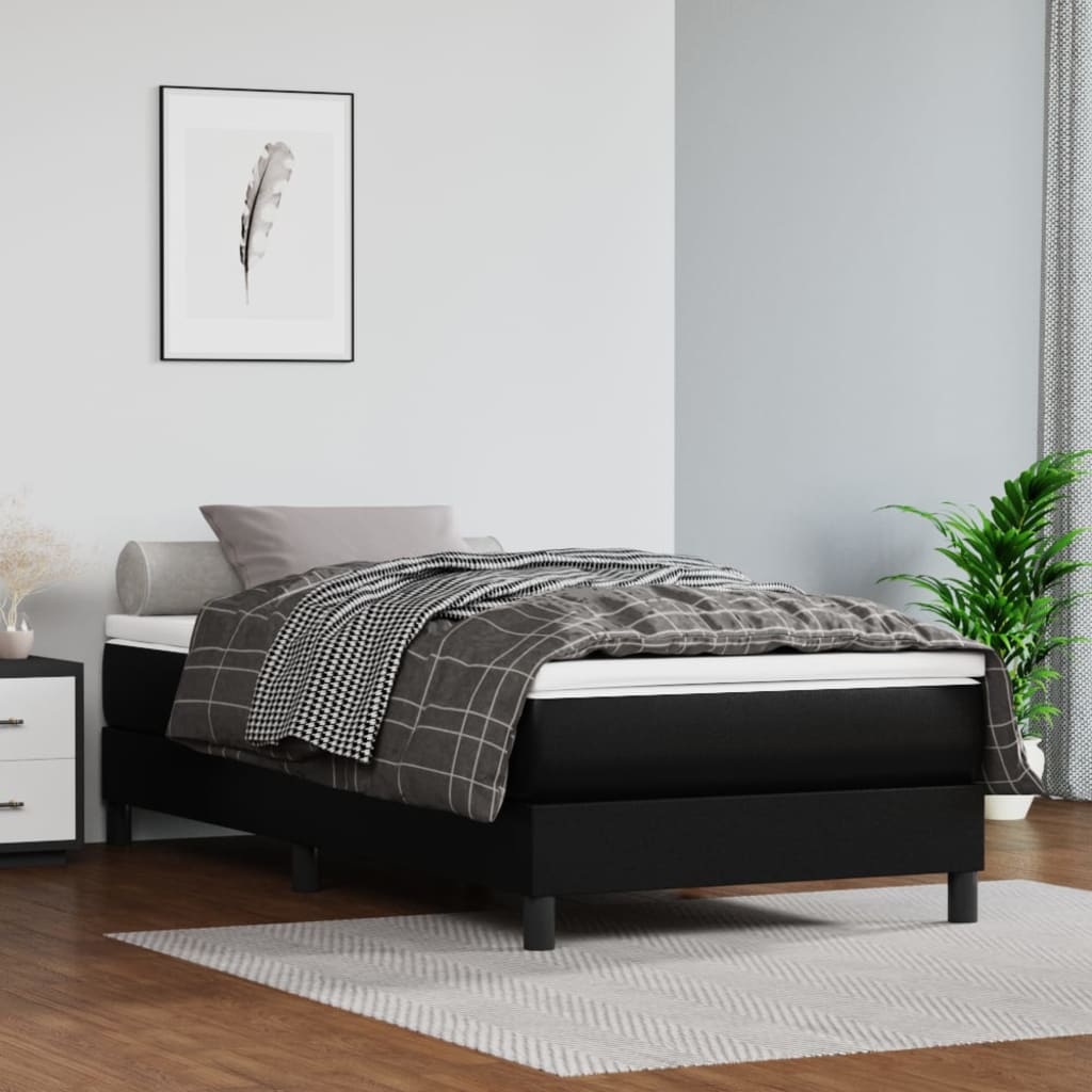 Boxspringbettgestell Schwarz 90x200 cm Kunstleder