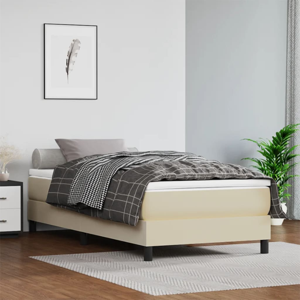 Boxspringbettgestell Creme 90x200 cm Kunstleder