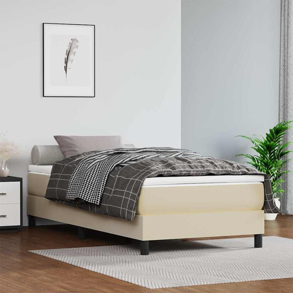 Boxspringbettgestell Creme 90x200 cm Kunstleder
