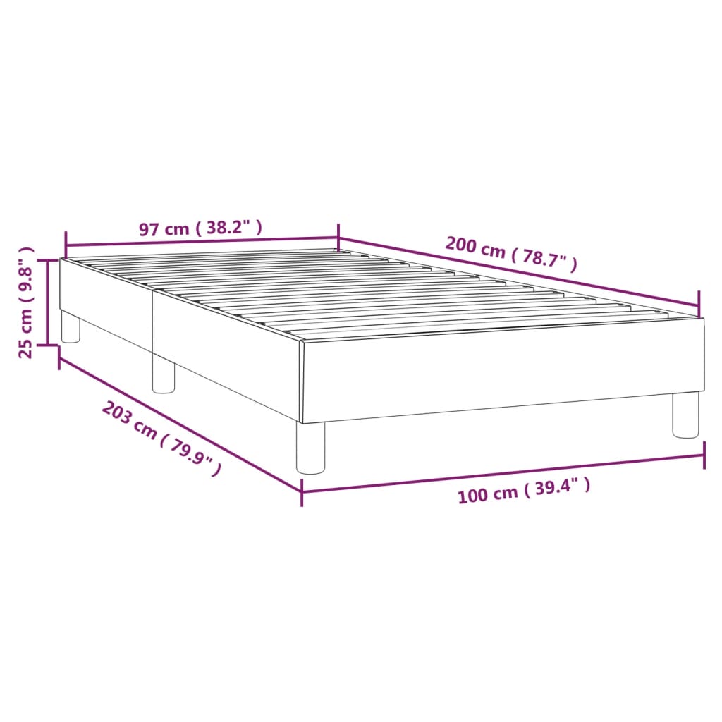 Boxspringbettgestell Grau 100x200 cm Kunstleder