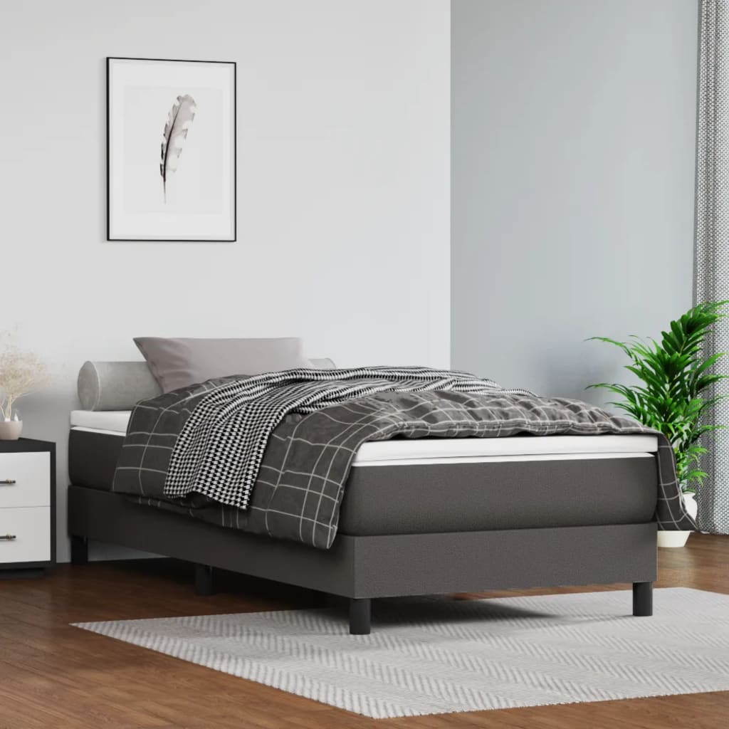 Boxspringbettgestell Grau 100x200 cm Kunstleder