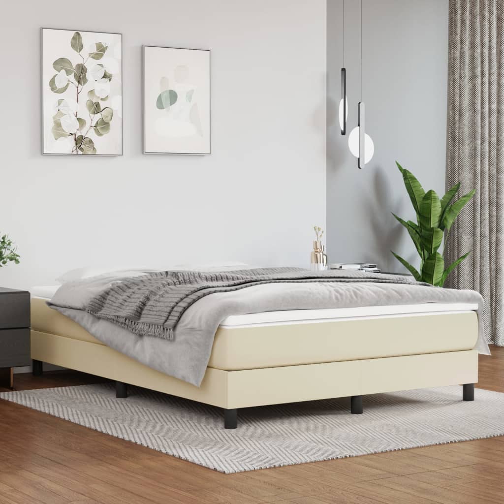 Boxspringbettgestell Creme 140x190 cm Kunstleder