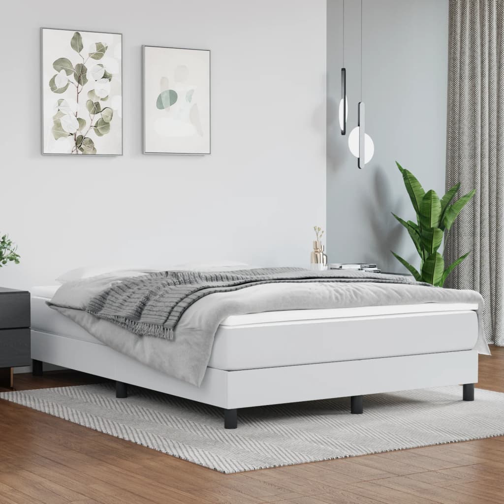 Boxspringbettgestell Weiß 140x200 cm Kunstleder