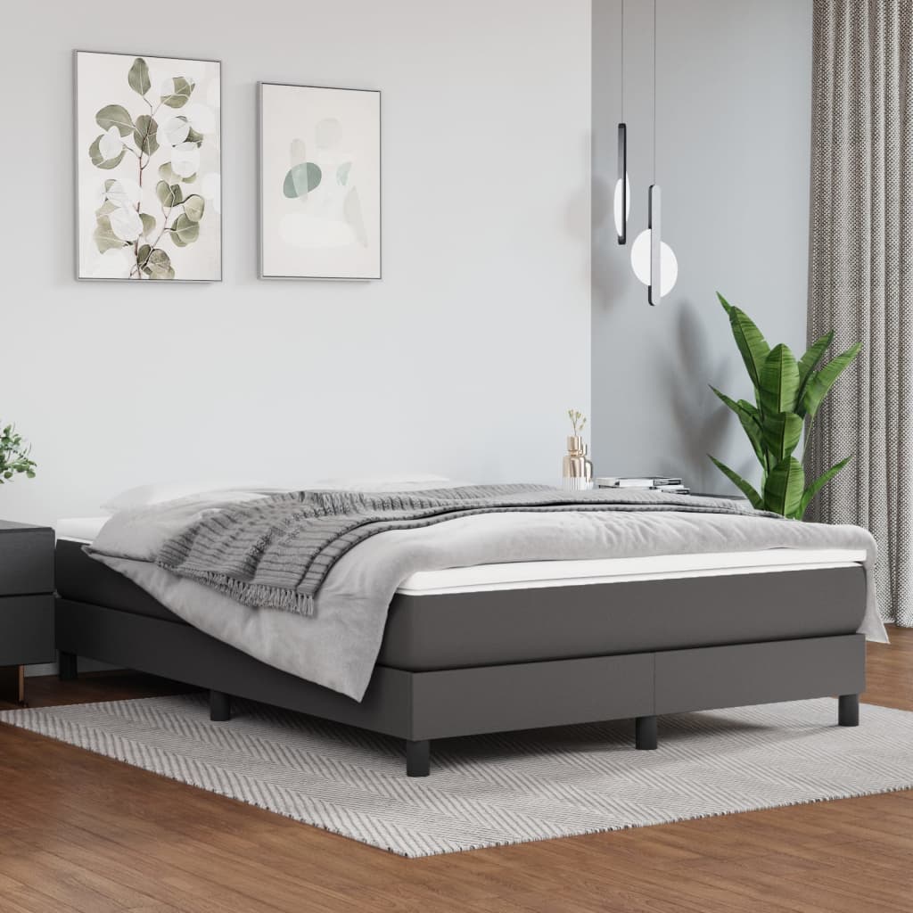 Boxspringbettgestell Grau 140x200 cm Kunstleder