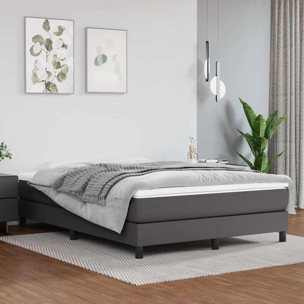 Boxspringbettgestell Grau 140x200 cm Kunstleder