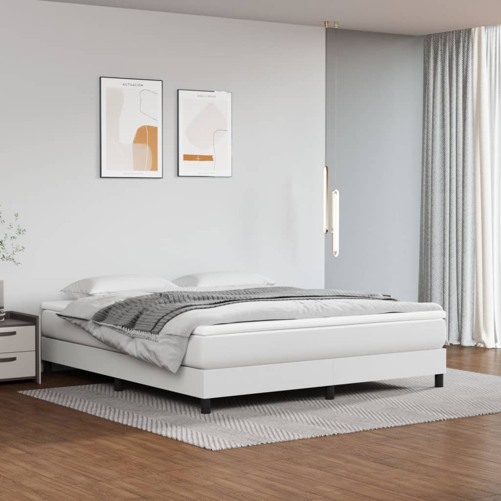 Boxspringbettgestell Weiß 160x200 cm Kunstleder