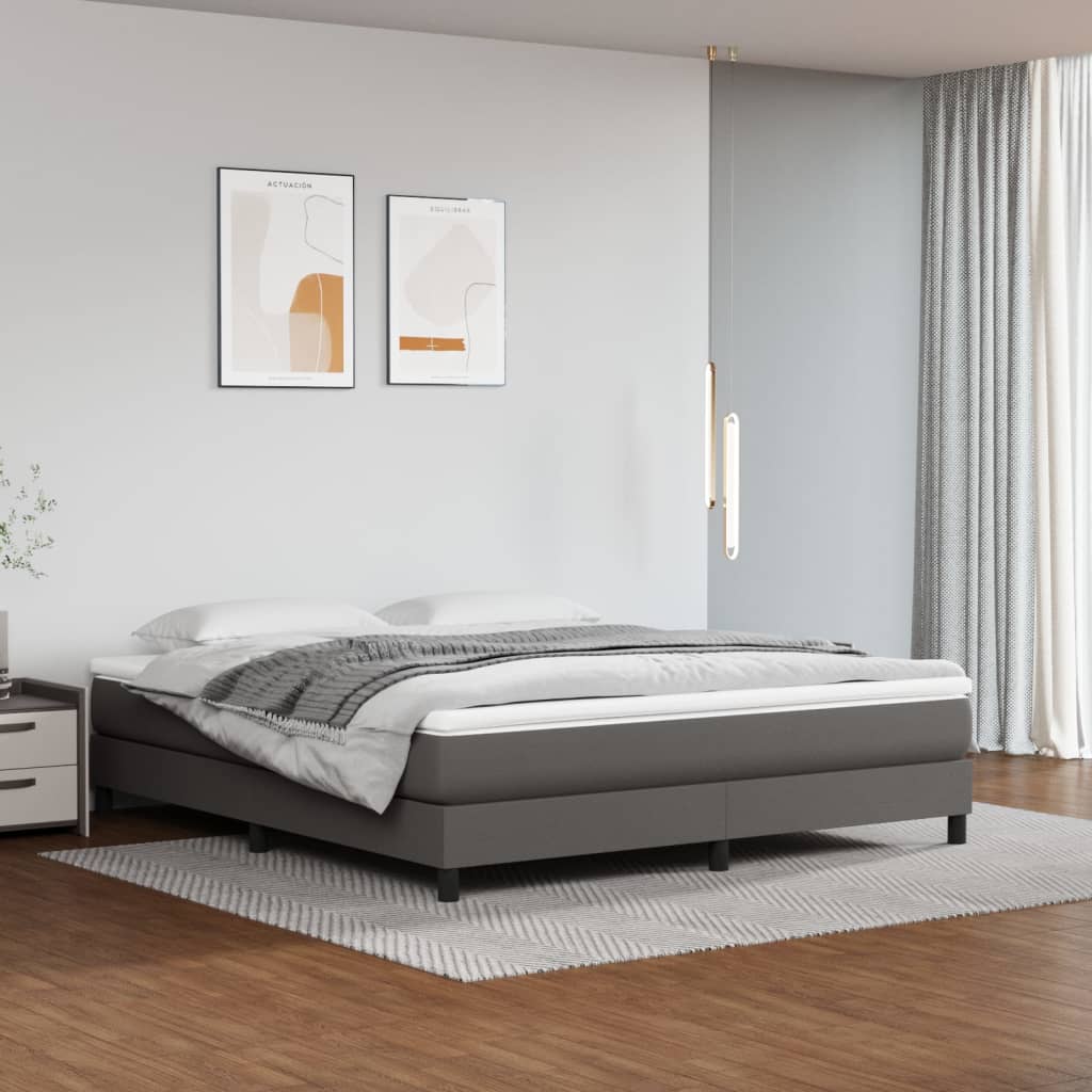 Boxspringbettgestell Grau 180x200 cm Kunstleder