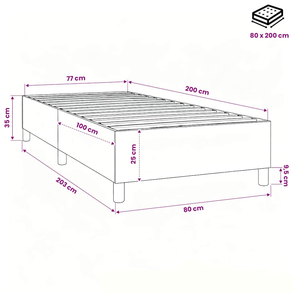 Boxspringbettgestell Schwarz 80x200 cm Stoff
