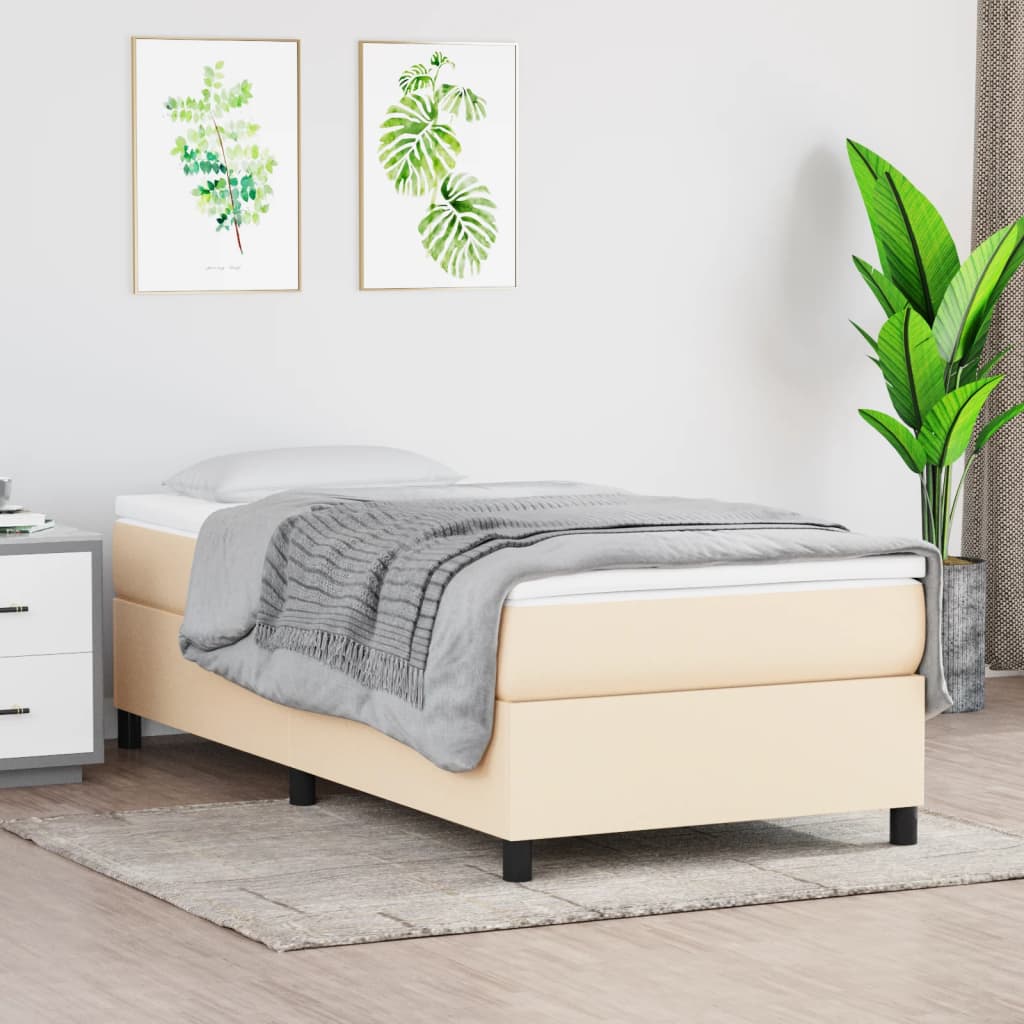 Boxspringbettgestell Creme 90x190 cm Stoff