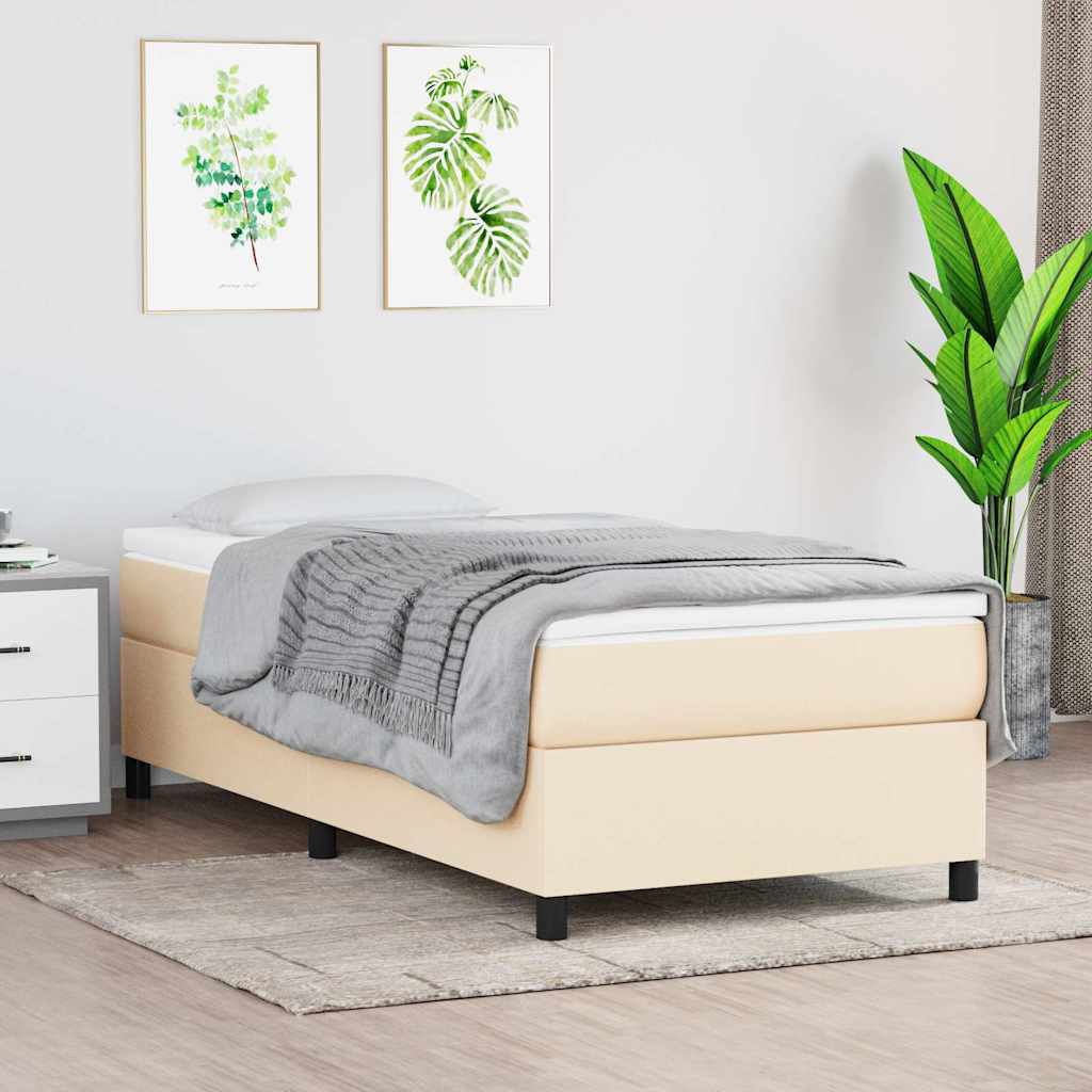 Boxspringbettgestell Creme 90x190 cm Stoff