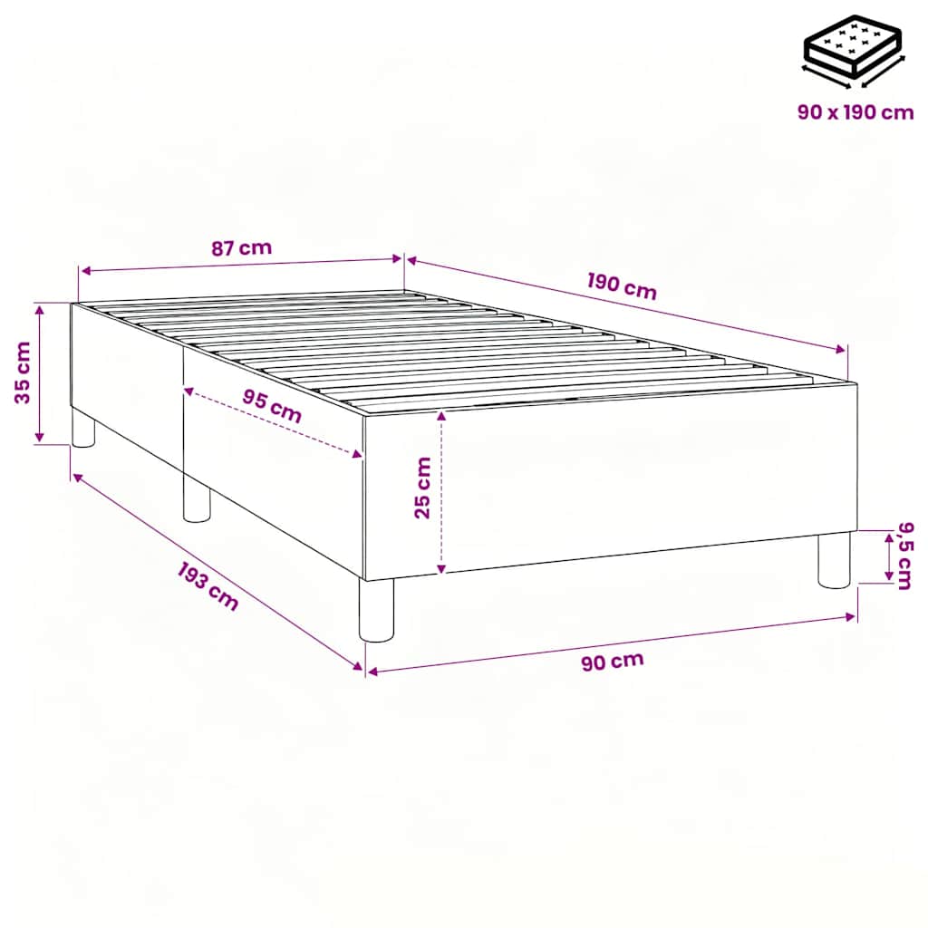 Boxspringbettgestell Grün 90x190 cm Stoff