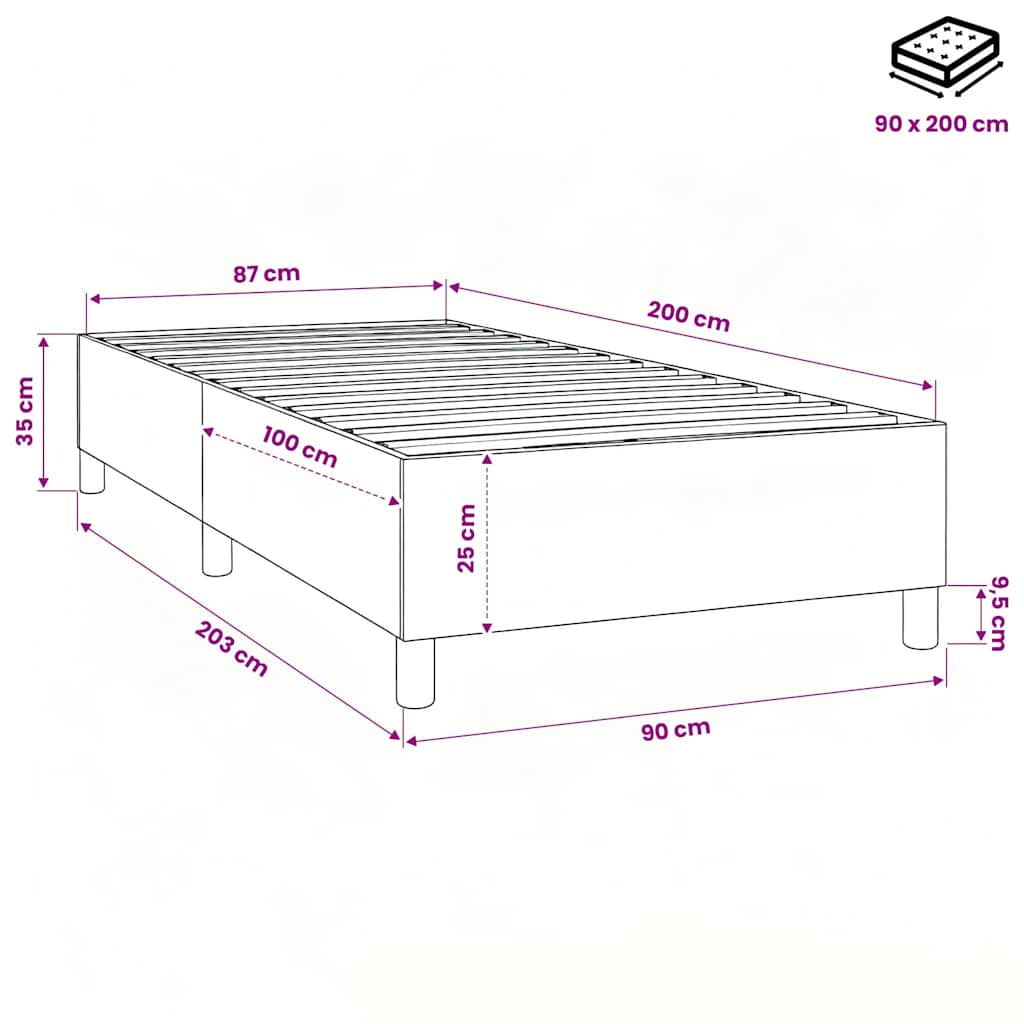 Boxspringbettgestell Grün 90x200 cm Stoff