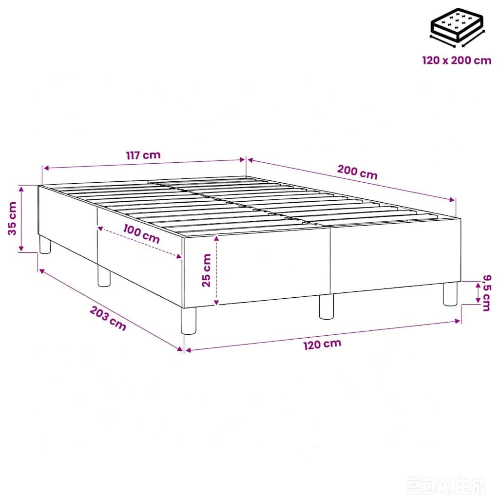 Boxspringbettgestell Hellgrau 120x200 cm Stoff