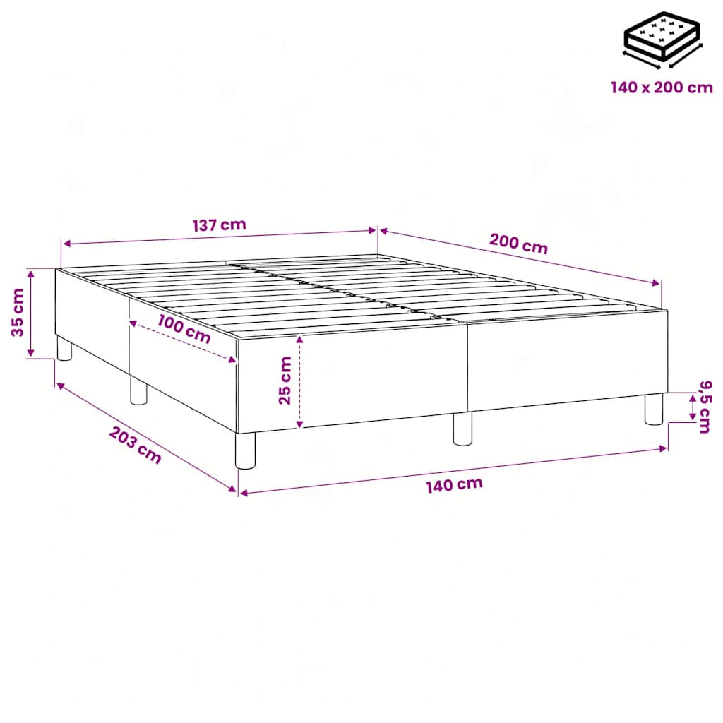 Boxspringbettgestell Dunkelbraun 140x200 cm Stoff