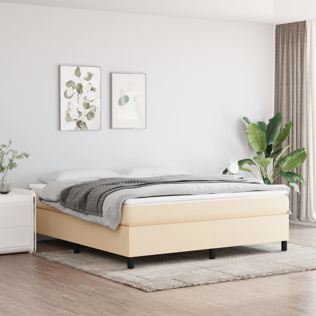Boxspringbettgestell Creme 160x200 cm Stoff