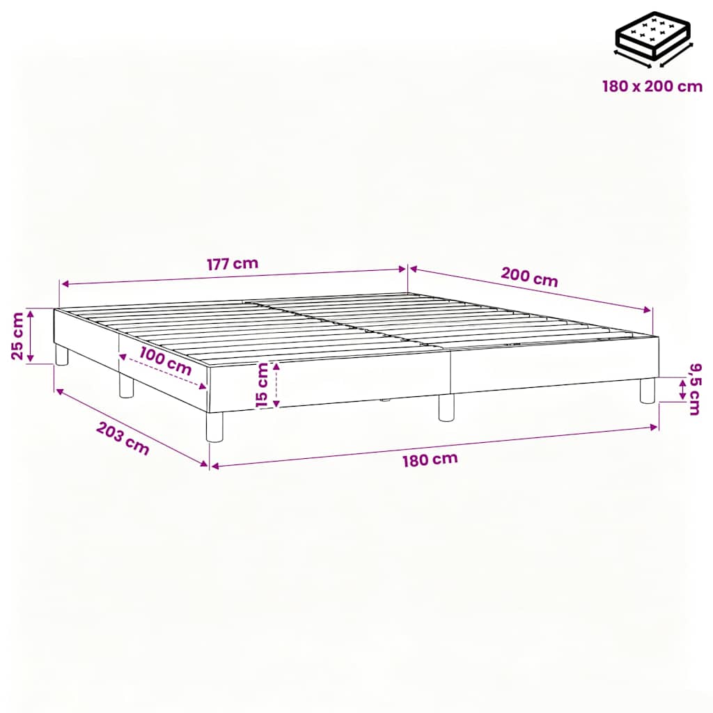 Boxspringbettgestell Blau 180x200 cm Stoff