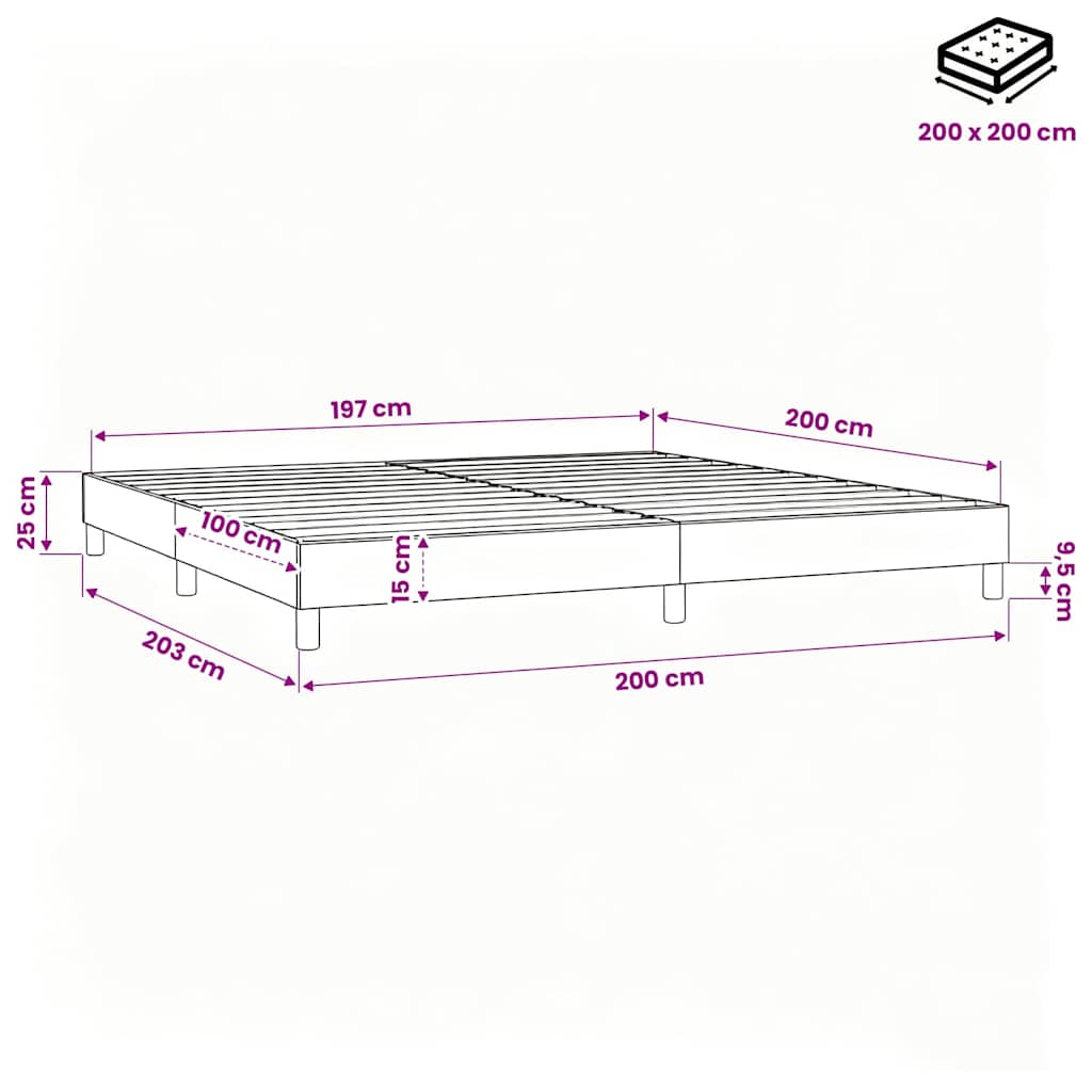 Boxspringbettgestell Hellgrau 200x200 cm Stoff