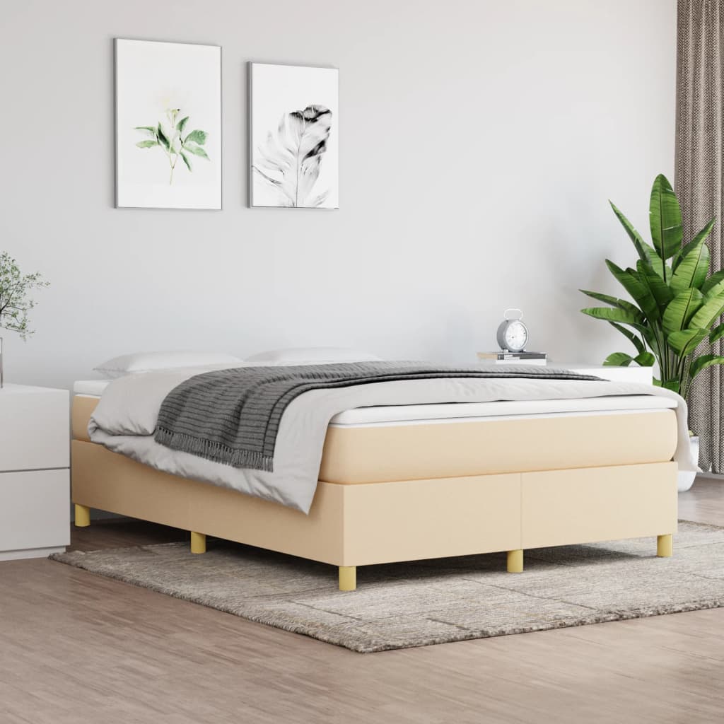 Boxspringbettgestell Creme 140x190 cm Stoff