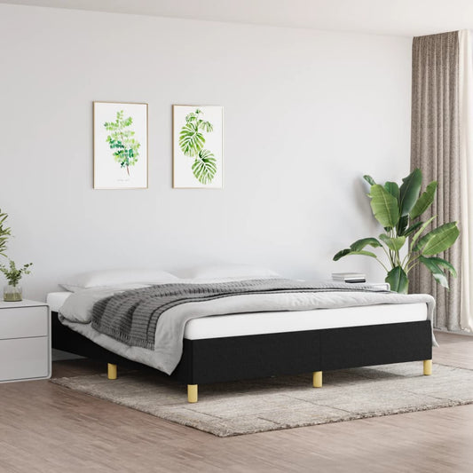 Cadre de lit sans matelas tissu noir 160x200 cm