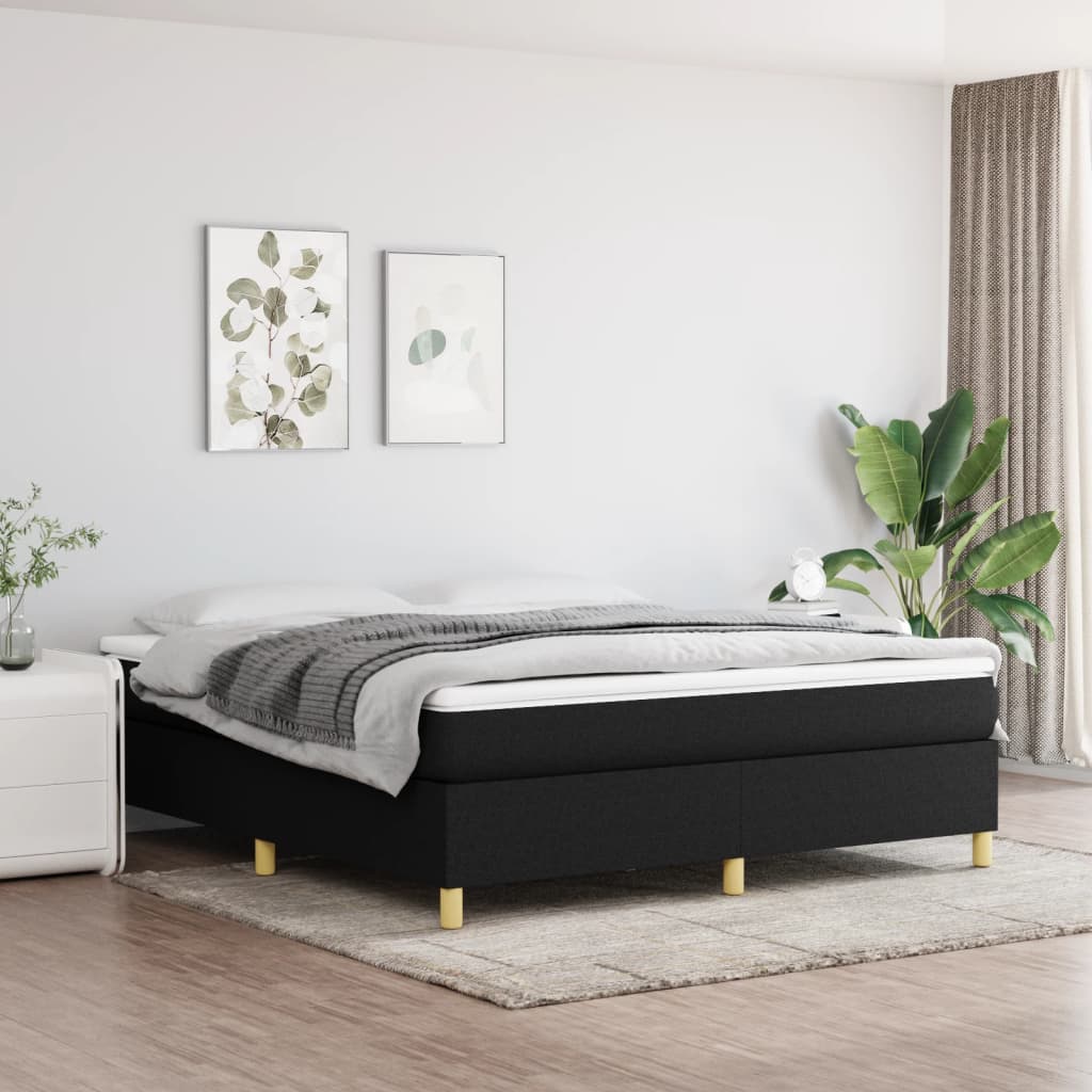 Cadre de lit sans matelas tissu noir 180x200 cm
