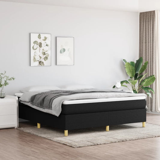 Cadre de lit sans matelas tissu noir 180x200 cm
