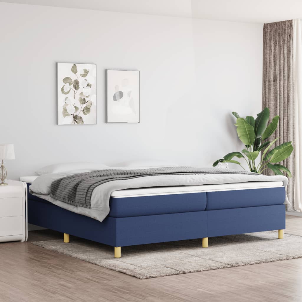 Cadre de lit sans matelas tissu bleu 200x200 cm