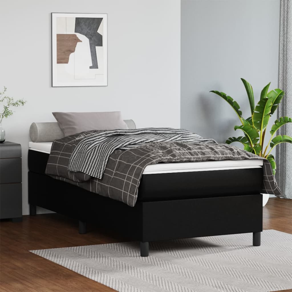 Boxspringbettgestell Schwarz 80x200 cm Kunstleder