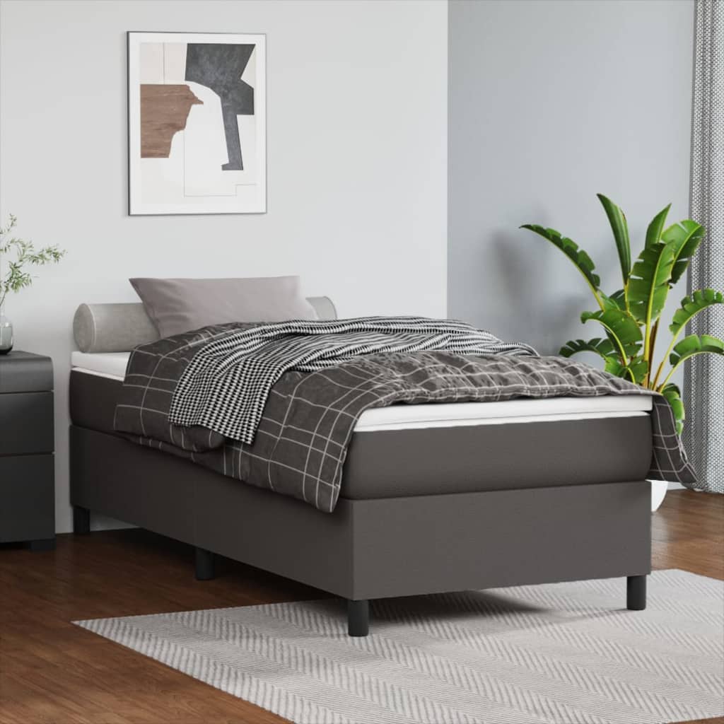 Boxspringbettgestell Grau 90x190 cm Kunstleder