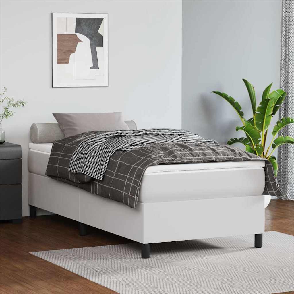 Boxspringbettgestell Weiß 90x200 cm Kunstleder