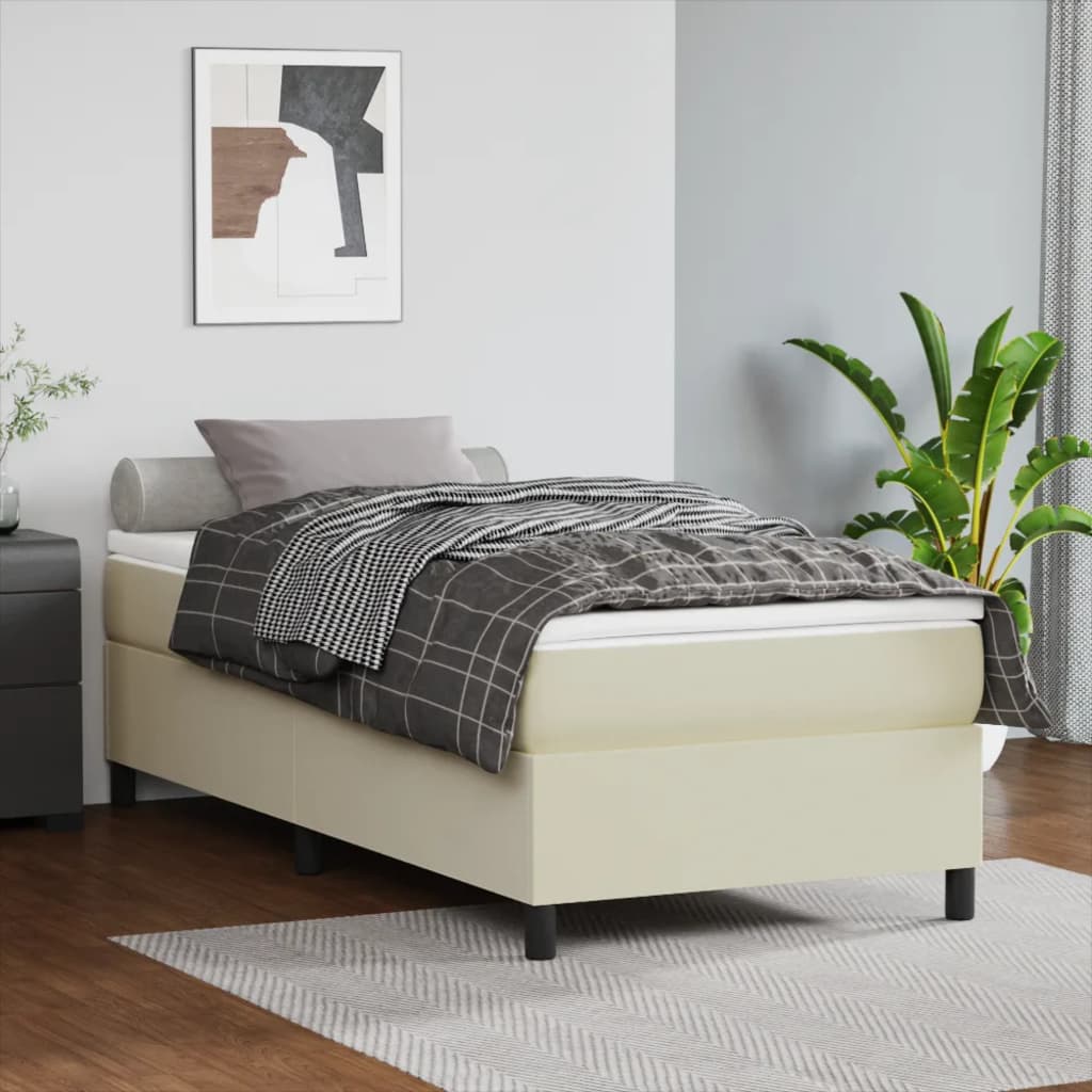 Boxspringbettgestell Creme 90x200 cm Kunstleder