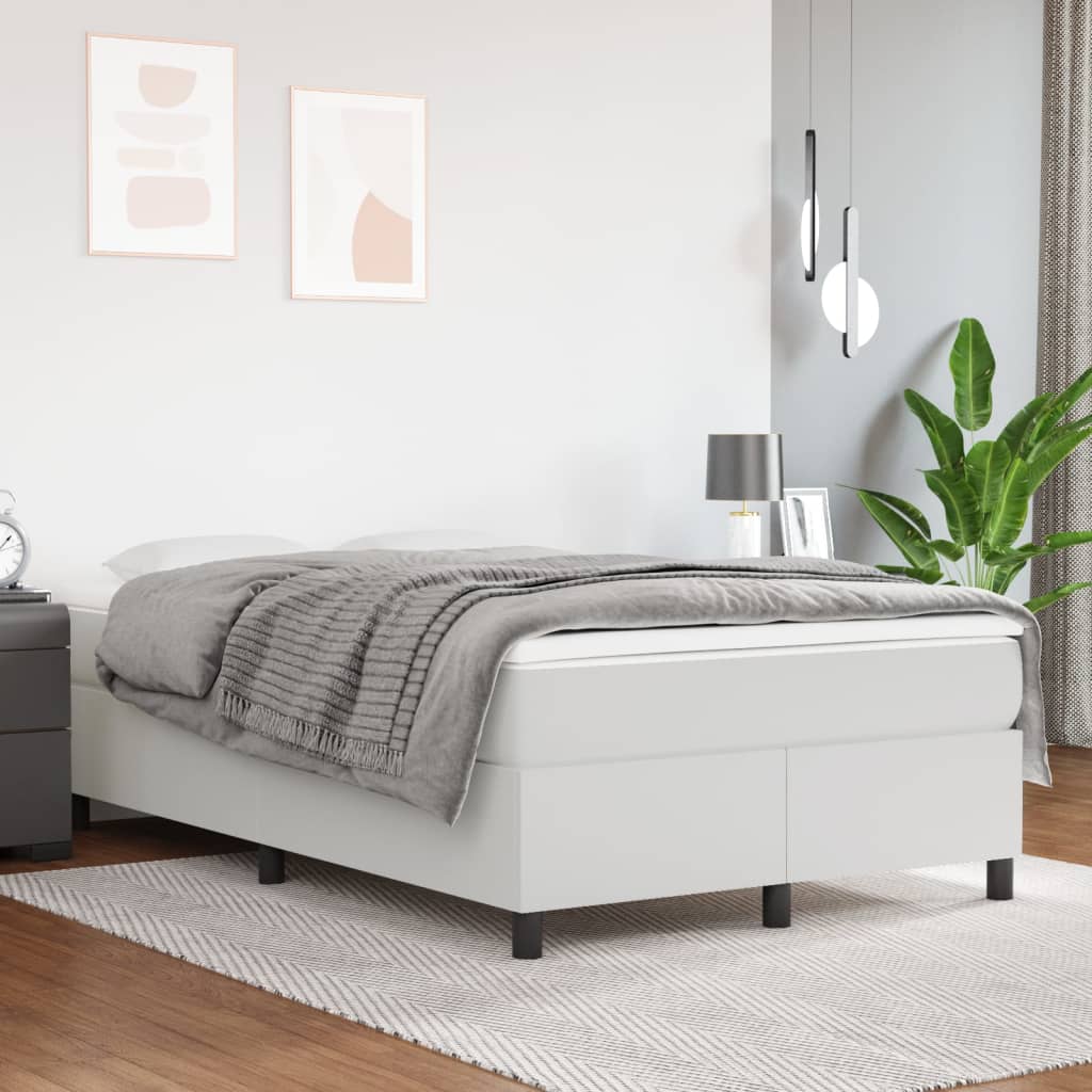 Boxspringbettgestell Weiß 120x200 cm Kunstleder