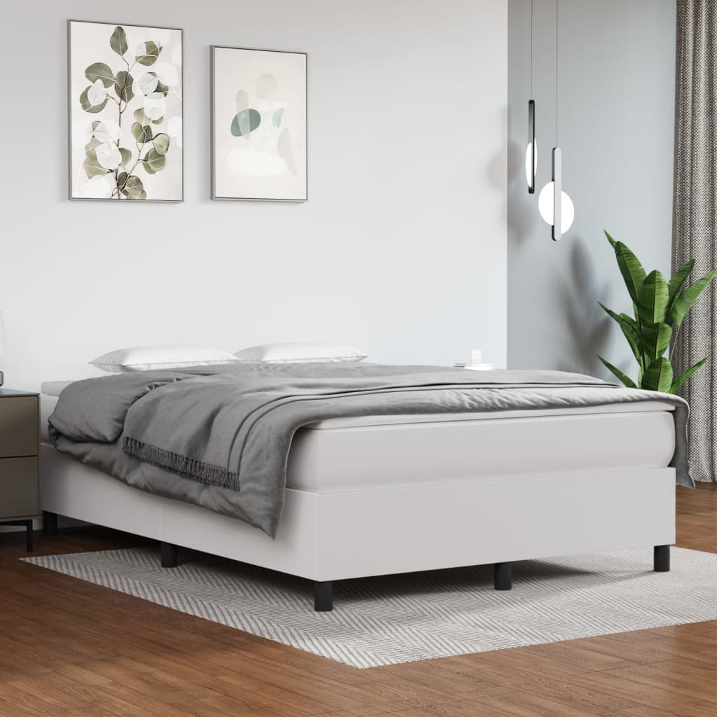 Boxspringbettgestell Weiß 140x190 cm Kunstleder