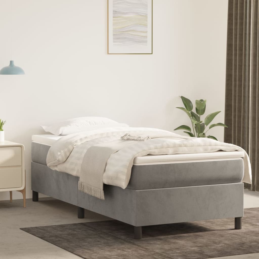 Boxspringbettgestell Hellgrau 90x190 cm Samt