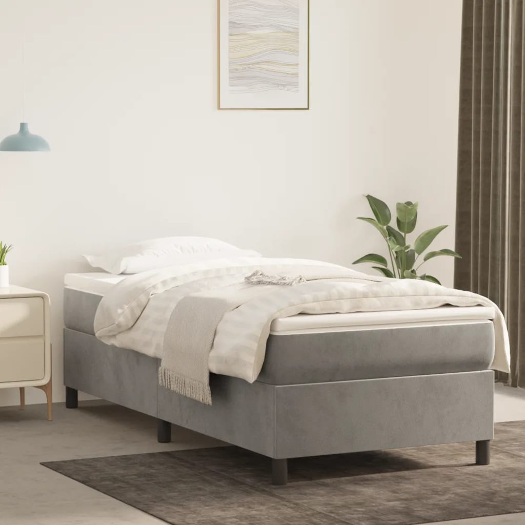 Boxspringbettgestell Hellgrau 100x200 cm Samt