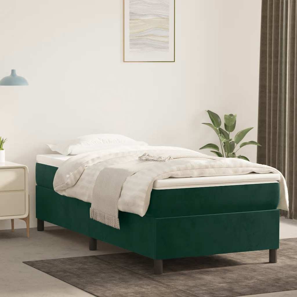 Boxspringbettgestell Dunkelgrün 100x200 cm Samt