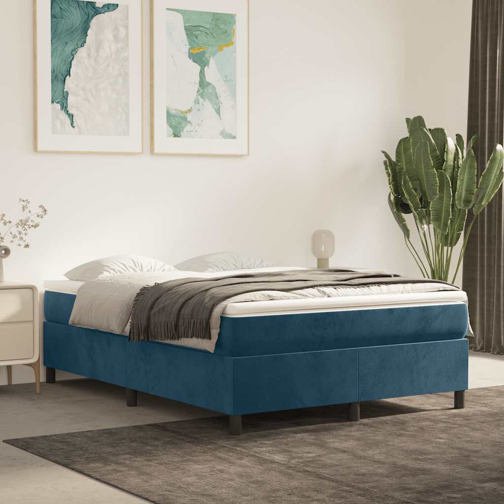 Boxspringbettgestell Dunkelblau 140x200 cm Samt