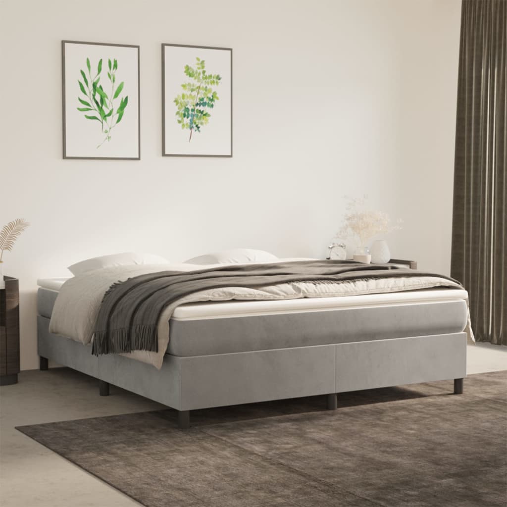 Boxspringbettgestell Hellgrau 160x200 cm Samt