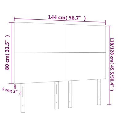 Kopfteil Dunkelgrau 144 x 5 x 118/128 cm Stoff