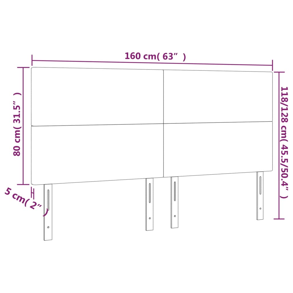Kopfteil Schwarz 160 x 5 x 118/128 cm Stoff