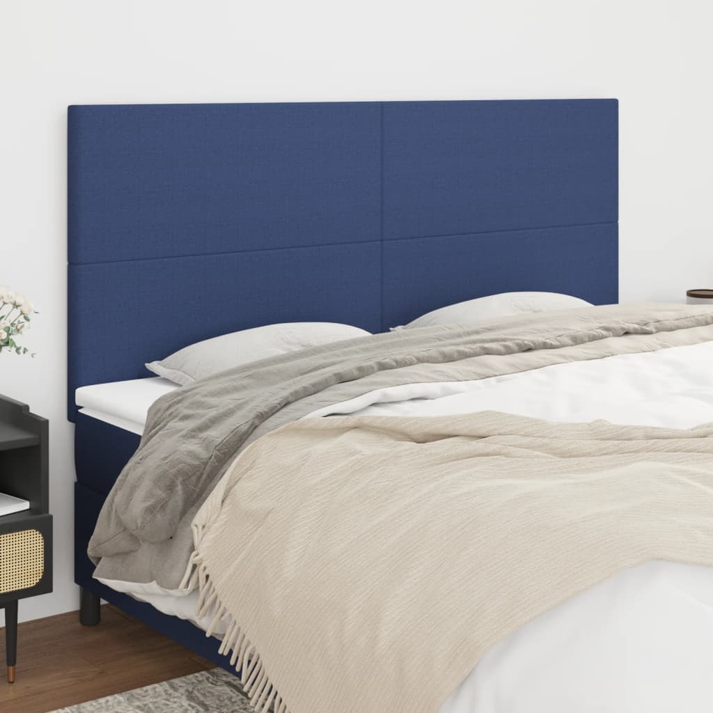 Kopfteil Blau 160x5x118/128 cm Stoff