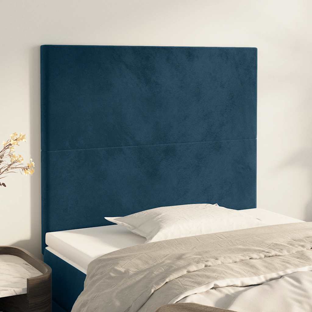 Kopfteil Dunkelblau 90x5x118/128 cm Samt