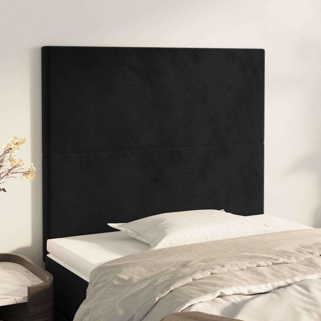 Kopfteil Schwarz 100x5x118/128 cm Samt